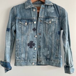 Lucky Brand Printed Jean Jacket, Distressed, Size S